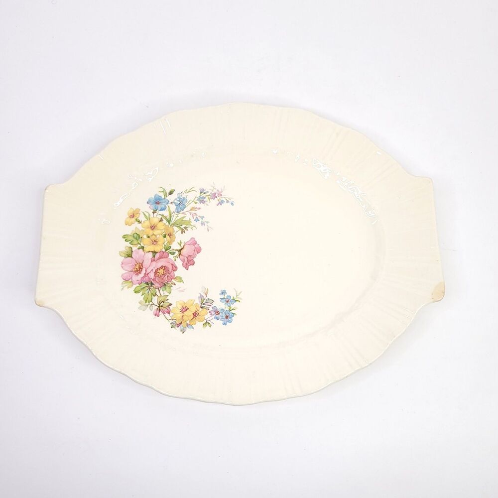Homer Laughlin Platter Vintage Coronet Oval Serving Plate Floral China Read